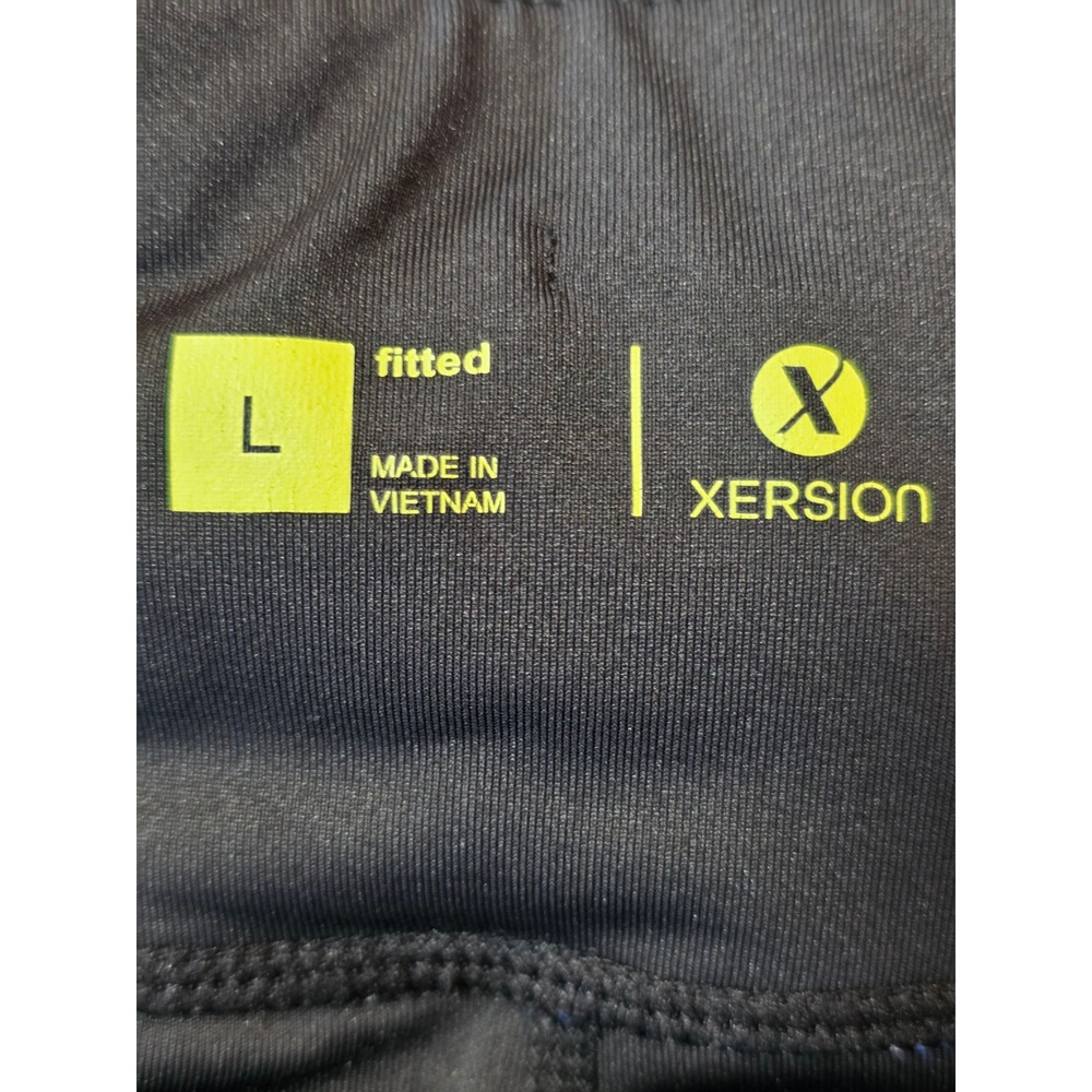 Xersion Womens Black Blue Space Dye Striped Mesh Capri Leggings Large Fitted - Picture 5 of 7
